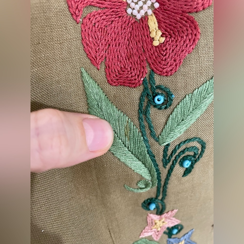Vintage Banana Republic Linen Floral Embroidered Vest Beaded Sz Medium - Picture 14 of 14
